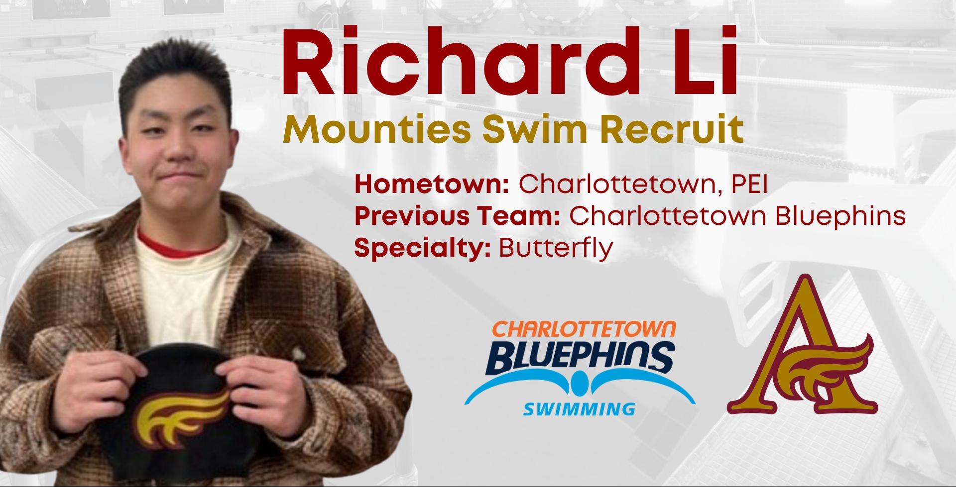 Richard Li Joins Mounties Men's Swim Team